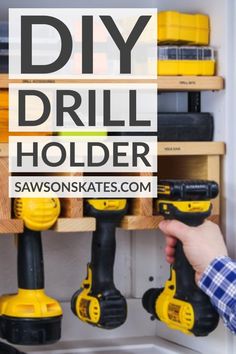 drill holes in the wall with text overlay that says diy drill holder