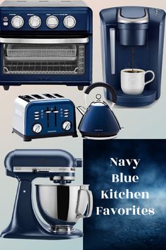 navy blue kitchen appliances are shown here