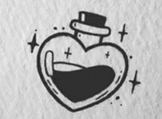 a drawing of a heart with a top hat on it's head and the word love written in black ink