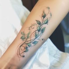 Leaf Tattoo Master Files Watercolor Vine Tattoo, Hobbit Leaf Tattoo, Vine Tattoo Designs For Women, Botanical Cuff Tattoo, Dragonfly Vine Tattoo, Dragonfly And Vines Tattoo, Mother Nature Tattoos Sleeve, Basil Leaf Tattoo