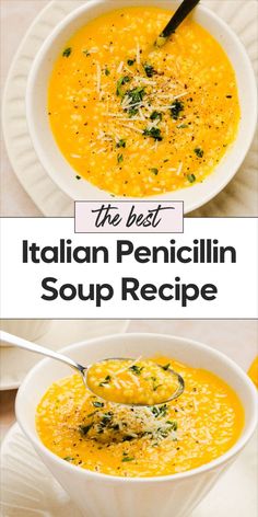 This Italian penicillin soup is warm, delicious, and easy to make—a perfect comforting bowl for any day! Enjoy this vegetarian take on classic penicillin soup with rich Italian flavors, making it the best Italian penicillin soup for cozy evenings. No Pasta Soup Recipes, Easy To Eat Soups, Soup Recipes Sickness, Cold Buster Soup Vegetarian, Soup Recipes No Cream, Recipes With No Tomatoes, Light Easy Soup Recipes, Tummy Soothing Soup, Italian Feel Better Soup