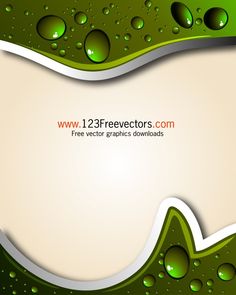 a green and white background with water drops