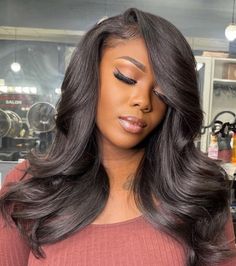 Black Hair Inspiration, Blowdry Styles, Brown Hairstyles, Feminine Hairstyles, Straightening Natural Hair, Long Weave, Sew In Hair Extensions, Quick Weave Hairstyles, Sew Ins