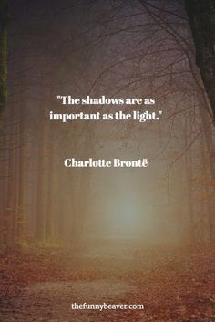 the shadows are as important as the light - charlotte bronte quote on autumn leaves