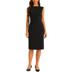 Business Casual Dress for Women's Stand Collar Sleeveless Knee Length Sheath Dress  With its sheath silhouette, this dress can be dressed up or down depending on the occasion and provides a comfortable and_ flattering fit. Size----------Total Length----------Shoulder Width----------Chest Girth----------Waist Girth----------Hip Girth XS----------------40.3---------------13.8-----------------34.6--------------27.6-------------37.8 S------------------40.7---------------14.2-----------------36.2---- Business Casual Dresses For Women, Fall Party Dress, Summer Dresses Knee Length, Bohemian Floral Dress, Women Dresses Casual Summer, Business Casual Dress, Plain Maxi Dress, Work Dresses For Women, Business Casual Dresses