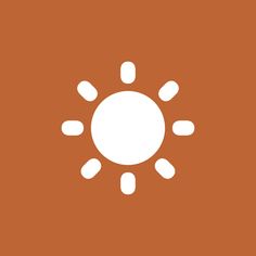 an orange background with a white sun on the center and four dots in the middle