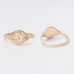 This 14k Solid Gold Personalized Initial Signet Ring, 2 Side Custom Letter Engraved Gold Ring is a Great Gift For Her. Monogrammed Ring Gift For Women or Christmas gift for her Material: Solid Gold, real gold (not gold filled or gold plated) Available Gold Karat: 14K (585) and 18K (750) Available gold color: Yellow, rose, and white You may write your message to be engraved as an order note. This 14K Plain Gold signet ring in default colors is shipped in 2 working days after payment received. M o Real Gold Necklace, Real Gold Chains, Solid Gold Charms, Monogram Ring, Gold Signet Ring, Custom Letters, Solid Gold Jewelry, Cross Jewelry, Evil Eye Necklace