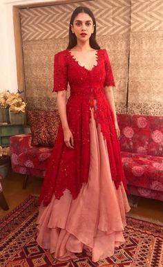 Dressed for DeppVeers wedding reception Nov 2018 Indian Fancy Dress, Asian Couture, Aditi Rao Hydari, Aditi Rao, Anamika Khanna, Bridal Lehenga Collection, Simple Kurta Designs, Classy Wedding Dress