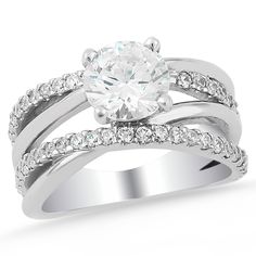 a white gold engagement ring set with diamonds