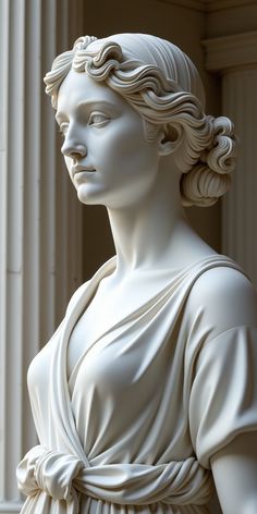 a statue of a woman wearing a white dress