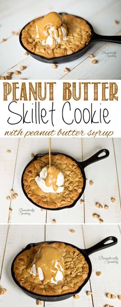 the peanut butter skillet cookie is ready to be eaten