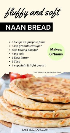 naan bread recipe without yeast naan bread recipe homemade soft naan bread recipe how to make naan bread what to use instead of naan bread best naan bread substitutes Recipe Naan Bread, Nam Bread Recipes, Easy Bread Recipes Without Yeast, Nann Bread Recipes Quick, How To Make Naan Bread, Best Naan Bread Recipe, Bread Without Yeast Recipe, Yeast Naan Bread, Quick Naan Bread Recipe