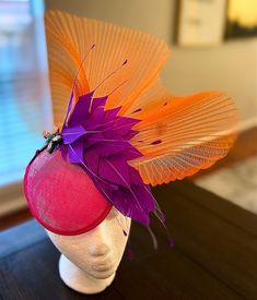 *This is an elegant looking fascinator. It's fashionable, lightweight and easy to wear. *It's great for different occasions such as Weddings, proms, graduation events. church events, Ascot races, polo events, private banquets, tea parties, bridal parties and much more. *This fascinator can be customized using different/select colors upon request. Please contact me if you need any additions or alterations such as color swaps, different base choice  or size changes. (Price may change)  *The headband used can fit most head sizes and is comfortable on the head (most recommended). *Other options available are Clips  (not suitable for short hair) or elastic bands (a good option too when wearing your hair up) and ideal if you don't like wearing a headband.  *You can send your head measurements as Fitted Fascinator For Royal Ascot Races, Fitted Fascinator For Races At Royal Ascot, Elegant Orange Fascinator For Wedding, Orange Fitted Headpiece For Kentucky Derby, Fitted Fascinator For Royal Ascot Party, Purple Fascinator For Royal Ascot, Purple Fascinator For Kentucky Derby Party, Purple Fascinator For Royal Ascot Races, Purple Kentucky Derby Fascinator For Races