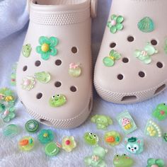 ❤️️ FREE SHIPPING WITHIN THE U.S. WHEN YOU SPEND $35 OR MORE! 💜 GREEN mixed jelly shoe charms to upgrade your shoes! Choose the quantity, and there are NO DUPLICATES per order, so all your charms will be different!! Our shoe charms are delightful accessories designed to add a touch of personality and flair to your footwear. These small decorative trinkets come in an array of shapes, colors, and themes, allowing you to express your unique style and interests. there's a charm to suit every taste Casual Green Shoe Charms For Gifts, Croc Colors, Decorative Trinkets, White Crocs, Green Charms, Crocs Jibbitz, Jelly Shoes, Croc Charms, Charm Set