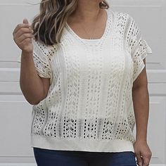 100% Acrylic Open Sleeve Off White Lace Up V-Neck Back Fits True To Size With A Relaxed Fit Measurements- S Length: 23 In. / Bust: 23.5 In. M Length: 24 In. / Bust: 24.5 In. L Length: 25 In. / Bust: 25.5 In Maternity Blouse, Oversized Flannel, Black Sleeveless Top, Open Sleeve, Tiger T Shirt, Performance Wear, Knit Tunic, Free People Sweater, Movie T Shirts