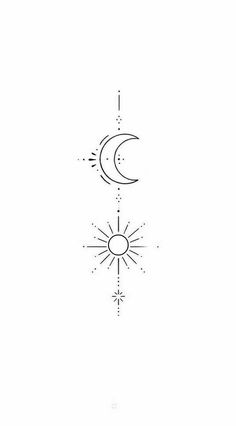 a line drawing of the sun and moon