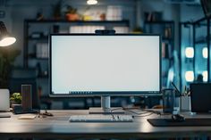 a computer monitor sitting on top of a wooden desk