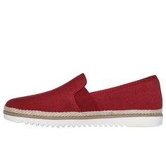 Bring on the vacay vibes in style and comfort with BOBS from Skechers Flexpadrille Lo. This casual espadrille flat features a linen upper with twin gore panels, jute midsole trim, and a cushioned Skechers Memory Foam insole. For every BOBS purchase, a donation is made to animals in need. | Skechers Women's BOBS Flexpadrille Lo Slip-On Shoes | Medium Width | Skechers Memory Foam cushioned comfort insole | Crafted with 100% vegan materials | Linen upper with twin gore panels | Low profile lightweight espadrille midsole with jute trim | Flexible sawtooth traction outsole | Machine washable | BOBS from Skechers Espadrilles With Cushioned Footbed For Outings, Woven Sole Espadrilles For Outings, Comfortable Textile Espadrilles With Woven Sole, Casual Espadrilles With Contrast Sole For Beach, Casual Beach Espadrilles With Contrast Sole, Comfortable Textile Espadrilles With Rubber Sole, Comfortable Flat Textile Espadrilles, Comfortable Textile Flat Espadrilles, Vacation Espadrilles With Contrast Sole