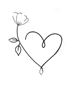 a drawing of a heart with a flower on it