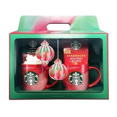 Starbucks 2 Mugs Gift Set With Coffee and Cocoa - 3.9oz Starbucks Teacher Gift, Starbucks Christmas Mugs, Gift Ideas For Coffee Lovers, Christmas Teacher Gifts, Peppermint Marshmallows, Starbucks Secret Menu Drinks, Starbucks Lovers, Academia Decor, Cocoa Christmas