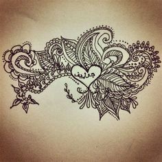 a tattoo design on the back of a woman's shoulder, with hearts and leaves