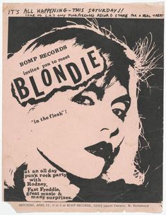 an old ad for blondie records with a woman's face