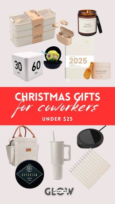 Amazing coworker gifts don't need to cost a fortune - these Christmas gift ideas for 2024 are under $25 and will seriously impress your work family! These budget-friendly Christmas gift ideas will help you nail your office gift exchange without emptying your wallet. Save this pin to your holiday board because this collection of gifts will make you everyone's favorite Secret Santa! #christmasgifts2024 #coworkergifts #giftguide2024 #budgetgifts #officegifts #christmasgiftideas Admin Christmas Gift Ideas, Christmas Gifts For Work Colleagues, Secret Santa Coworker Gifts, Work Gifts Christmas, Employee Christmas Gifts From Boss, Gift Ideas For Staff, Boss Christmas Gift Ideas, Co Worker Christmas Gift Ideas, Christmas Gifts For Your Boss