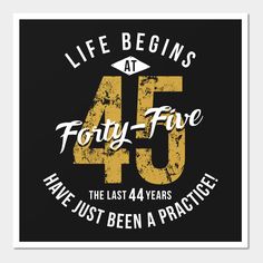 a black and yellow poster with the words forty five on it