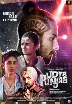 the movie poster for udda punjab, which features two men and one woman