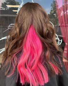 Boo Hairstyle, Peek A Boo Color, Purple Peekaboo Hair, Pink Peekaboo Highlights, Pink Peekaboo Hair, Blonde Peekaboo Highlights, Brown And Pink Hair, Peekaboo Hair Colors, Peekaboo Color