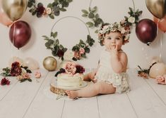 Baby Girl Cake Smash, Girl Cake Smash, Baby Girl Cake, Plymouth Devon, Cake Smash Theme, Cake Smash Outfit Girl, Baby Birthday Photoshoot, 1st Birthday Girl Decorations, Boho Cake