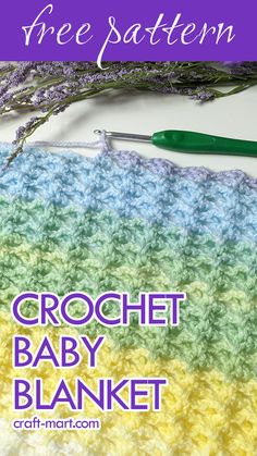 free crochet pattern: baby blanket Double Crochet Blanket Pattern, Double Crochet Blanket, Double Crochet Baby Blanket, Baby Afghan Crochet Patterns, Modern Crochet Blanket, Blanket Tutorial