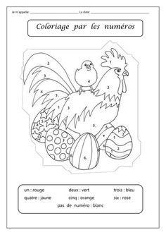 a coloring book with an image of a rooster and eggs in spanish language, which is also