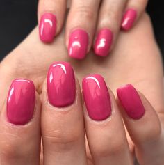 Raspberry Color Nails, Reddish Pink Nails, Raspberry Nail Color, Berry Pink Nails, Pink Fingernails, Raspberry Nails, Dark Pink Nails, Punch Pink, Boho Nails