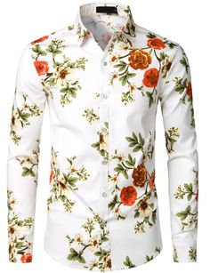 Cuba Beach, Men Fashion Shirt, Floral Print Shirts, Beach Blouse, Blouse Man, Printed Shirts Men, Floral Hawaiian Shirt, Man Shirt, Casual Long Sleeve Shirts