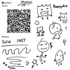 some doodles that are on the side of a piece of paper with qr code