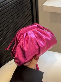 Pleated Shiny Solid Color Bags Crossbody Bags Handbags BLACK-One_size Neck Wrinkles, Cerise Pink, Gold Handbags, Belt Purse, Polka Dress, Fuchsia Color, Summer Party Dress, Long Sleeve Shirt Dress, Wedge Boots