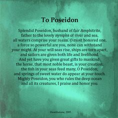 a poem written in green ink on a piece of paper with the words to poseion