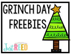 a christmas tree with the words grin day freebies