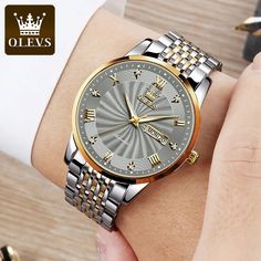 Mechanical Hand, Gold Watch Men, Back Light, Waterproof Watch, Gold Branding, Bracelet Clasps, Luxury Watches For Men, Stainless Steel Band, Sport Watches