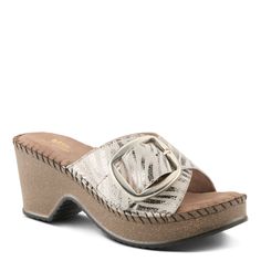 SILVER Summer Suede Clogs With Buckle Closure, Elegant Spring Clogs With Buckle Closure, Chic Wedge Heel Clogs With Buckle Closure, Leather Slip-on Wedge Sandals With Buckle Closure, Spring Wedge Heel Clogs With Buckle Closure, Spring Buckle Closure Wedge Heel Clogs, Leather Wedge Heel Mules With Buckle Closure, Leather Mules With Buckle Closure And Wedge Heel, Sandals Wedge