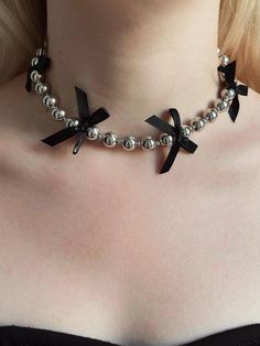 Coquette Necklace With Ribbon Bows, Grunge Jewelry, Y2k Necklace Jewelry, Office Siren Core, Classy Coquette Chocker, Minimalistic, Gothic - Etsy Classy Coquette, Coquette Necklace, Jewelry Office, Siren Core, Jewelry Y2k, Grunge Jewelry, Y2k Necklace, Office Siren, Charm Necklaces