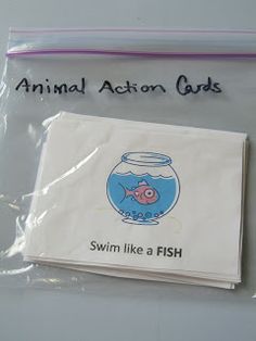 an animal action card with a fish in it