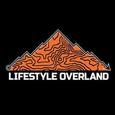 an orange and black logo with the words lifestyle overland in white letters