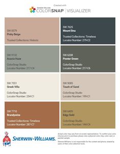 the color scheme for sherylin williams's new paint collection, which is available in