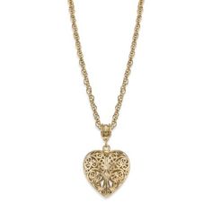 1928 14k Gold-Dipped Filigree Heart Necklace 18" Set In Gold-Tone Mixed Metal Approx. 18" L X 1.25" W X 1.25" H Lobster Claw Closure Made In Usa Chic Fashionista, Filigree Heart, 1928 Jewelry, Vintage Inspired Jewelry, Gold Dipped, Mens Gift Sets, Luxury Gifts, Austrian Crystal, Gold Heart