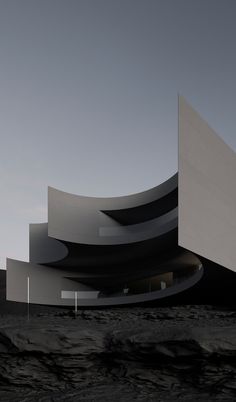 an architectural rendering of a building on top of a hill