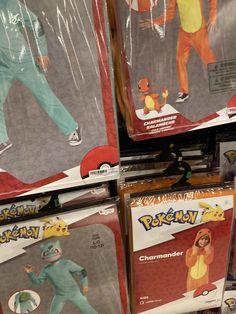 the pokemon costumes are on display for sale