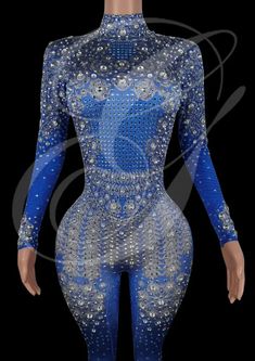 IMPORTANT! Our party wear is made to order. Please allow up to ~20-25 calendar days for production plus 3-7 days for shipping. High Stretch Blue Bodysuit For Party, Blue Fitted Bottoms For Party Season, Fitted Blue Bottoms For Party Season, Blue Fitted Unitard For Party, Blue Stretch Party Unitard, Blue Stretch Unitard For Party, High Stretch Blue Unitard For Party, High Stretch Blue Party Bottoms, High Stretch Blue Bottoms For Party