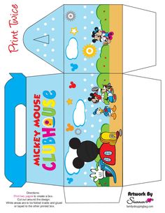 an open box with mickey mouse and friends on the inside, cut out to look like it